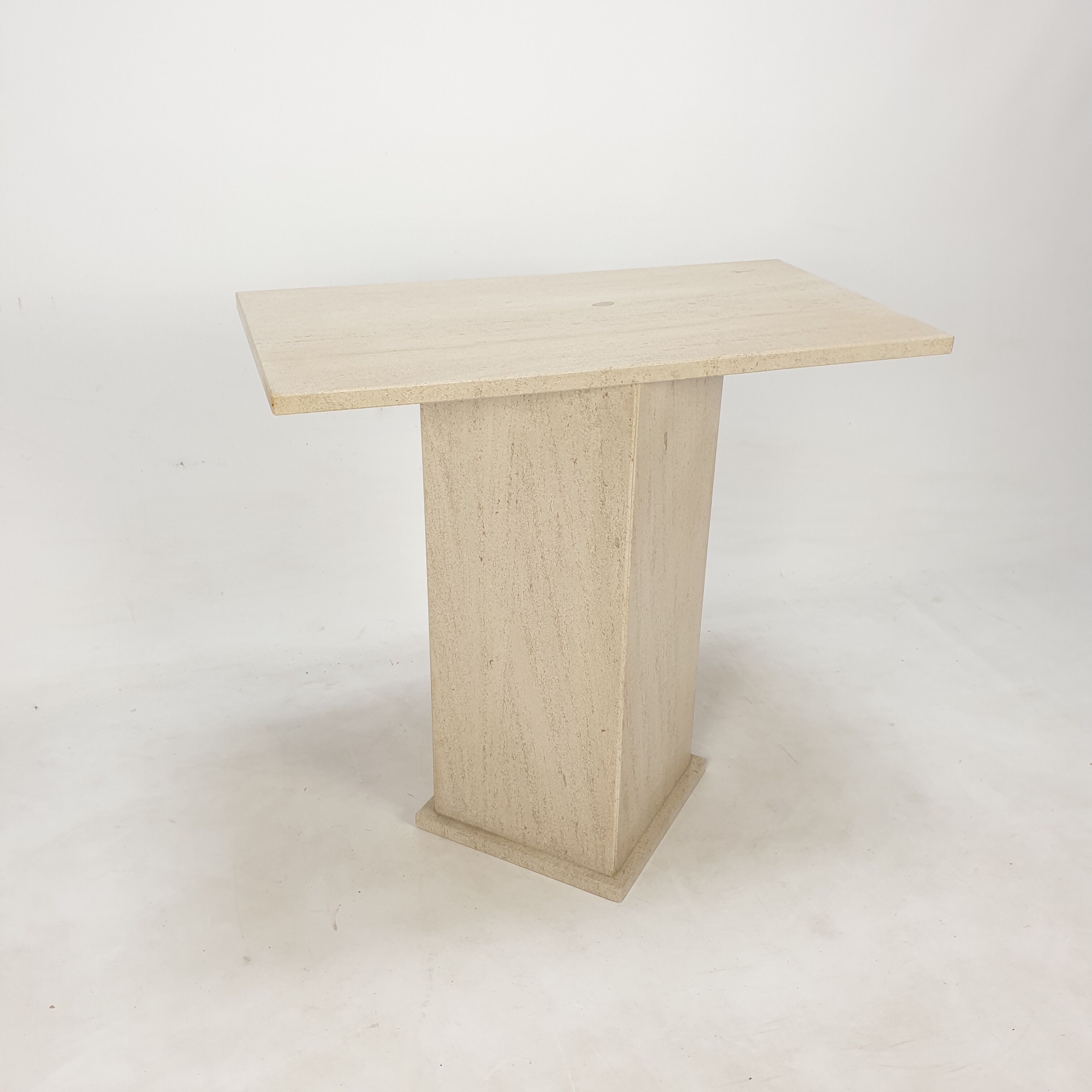Italian Travertine Side Table or Pedestal, 1980s