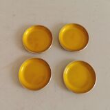 Set of four enameled coasters - ashtrays in original yellow color.