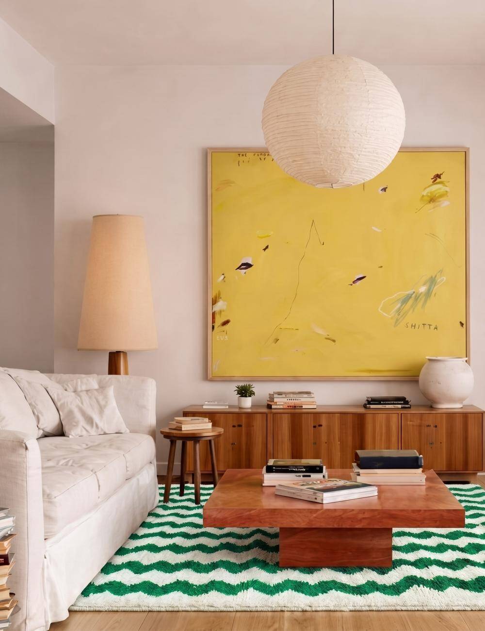 Contemporary Green Carpet - 307 x 252 cm