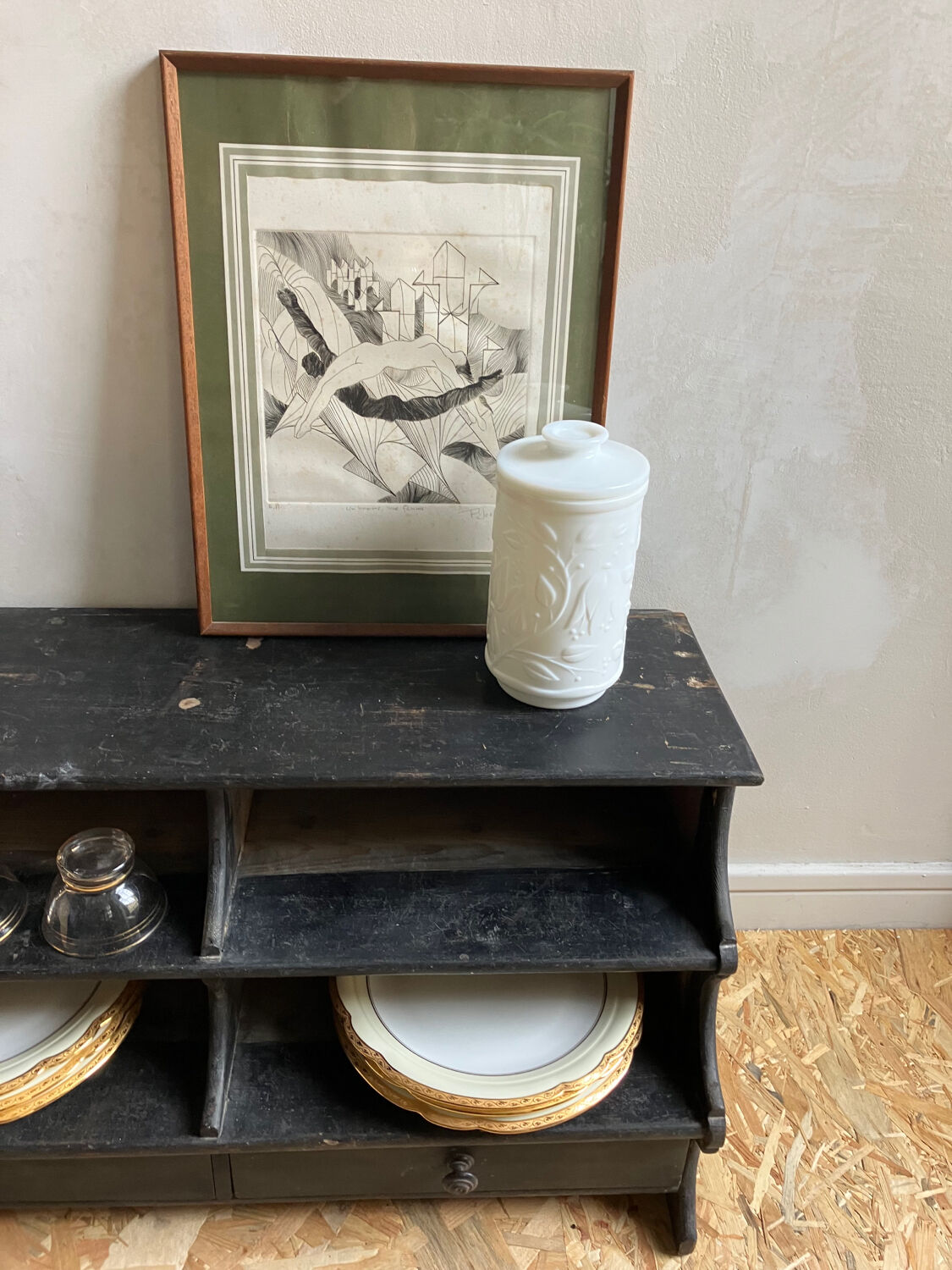 Old wooden kitchen shelf Early twentieth century
