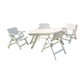 Set armchairs and garden table vintage circa 1970 R Gleizes
