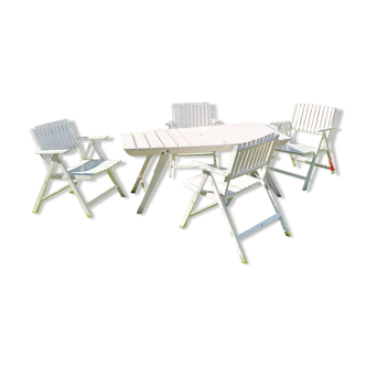 Set armchairs and garden table vintage circa 1970 R Gleizes