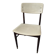 chaise vintage ossature bois pied compas avec metal sur le devant dosseret t assise cuir ecru