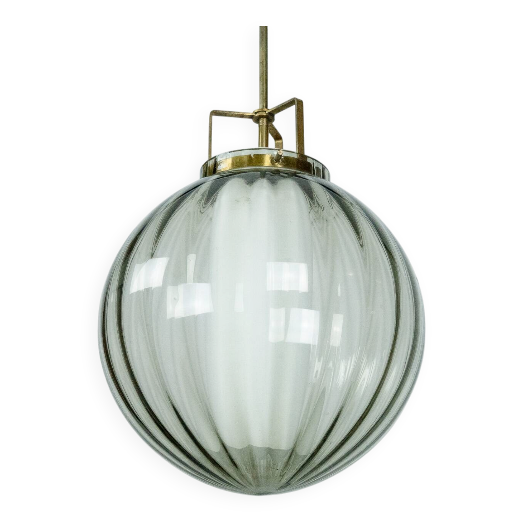 Mid-Century Murano Smoked Glass Chandelier with Opaline Diffuser, Italy '50