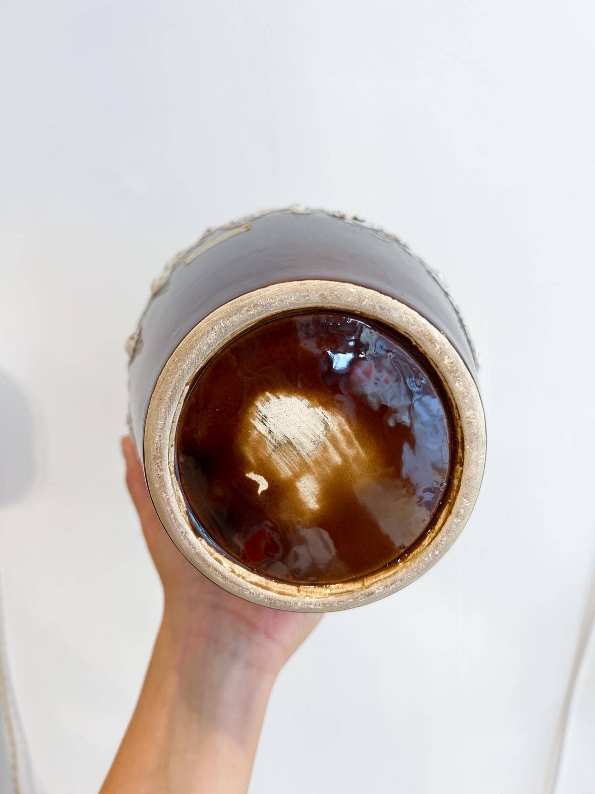 Handmade ceramic vase in "volcanic" style