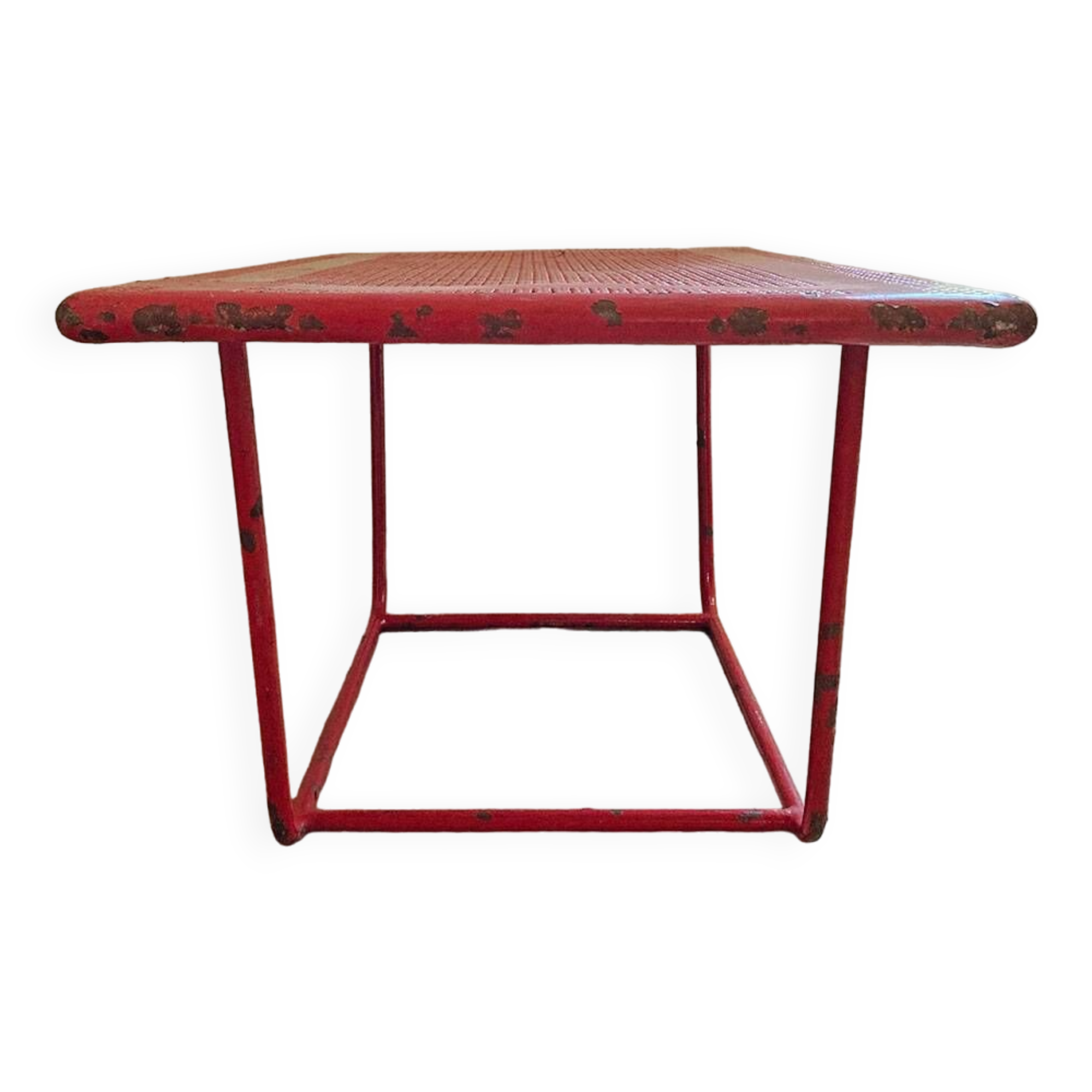 Perforated metal coffee table from the 1950s