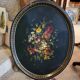 Old large tray with floral decoration