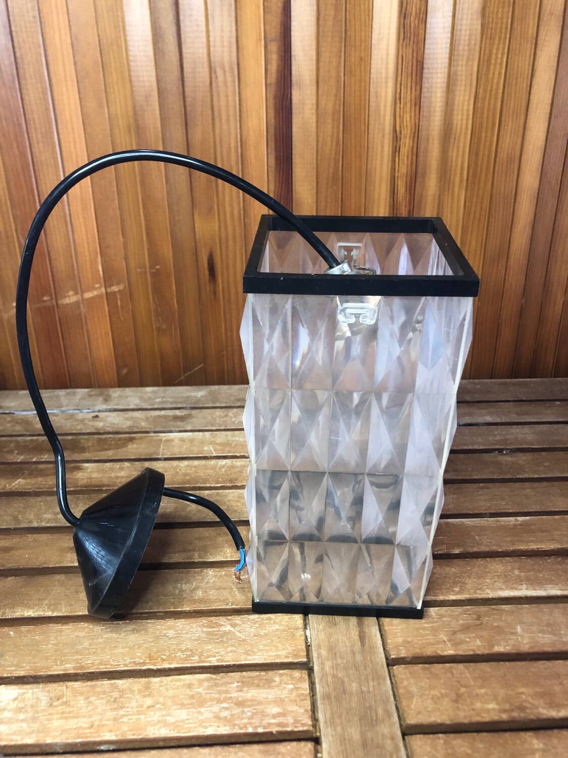Old plexi + black bakelite pendant lamp 70s vintage