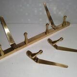 Original WHW Workshop HAGENAUER Vienna, Brass Wall Coat Rack + 2 Hooks