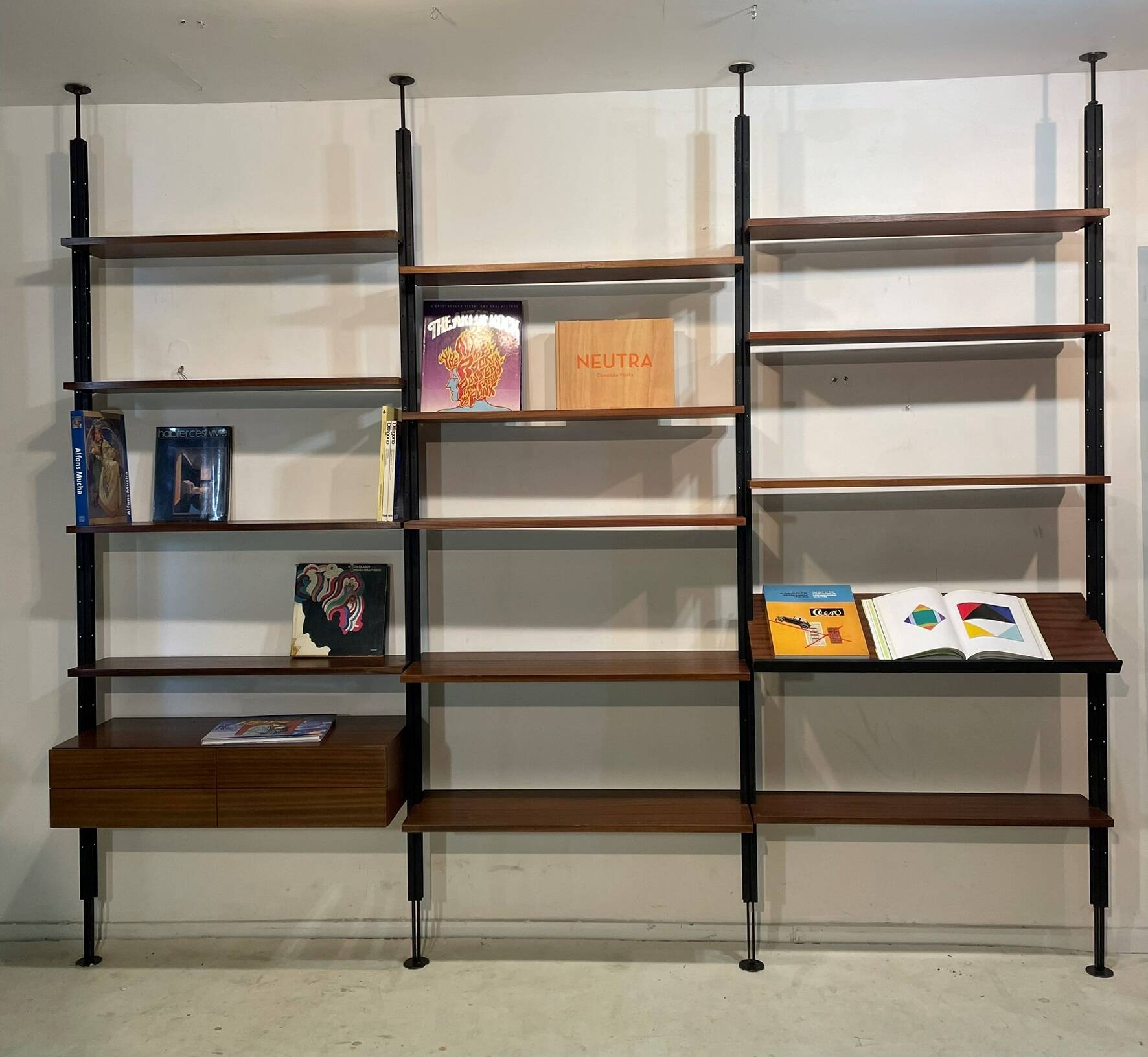 Rosewood Wall or Floor/Ceiling Bookcase
