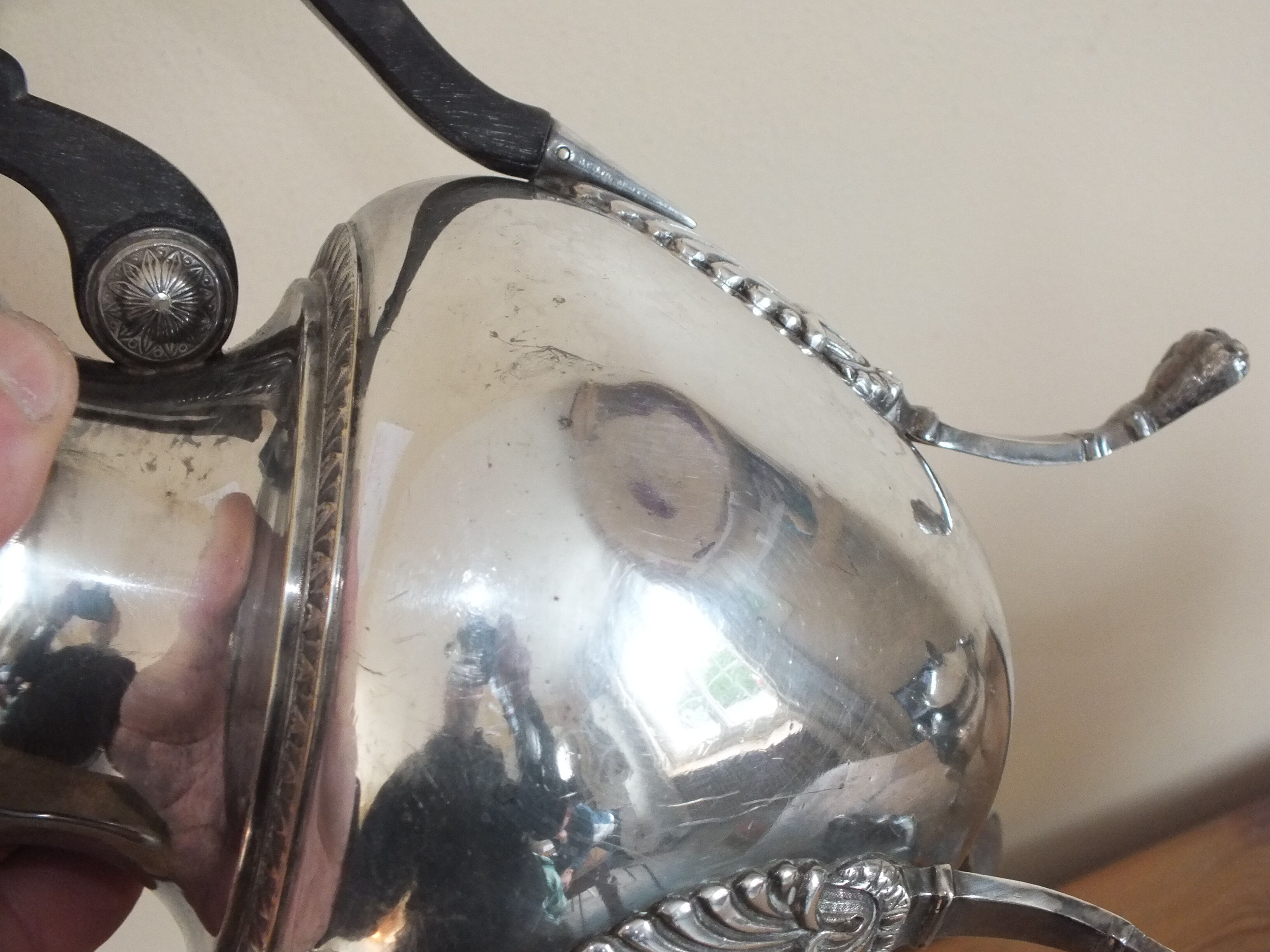 Coffee service 3 pieces old empire style in silver metal