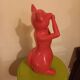 Pink pop art cat statuette in ceramic