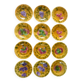 Dessert service of 12 barbotine plates, Sarreguemines, vintage