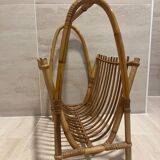 Vintage rattan magazine rack