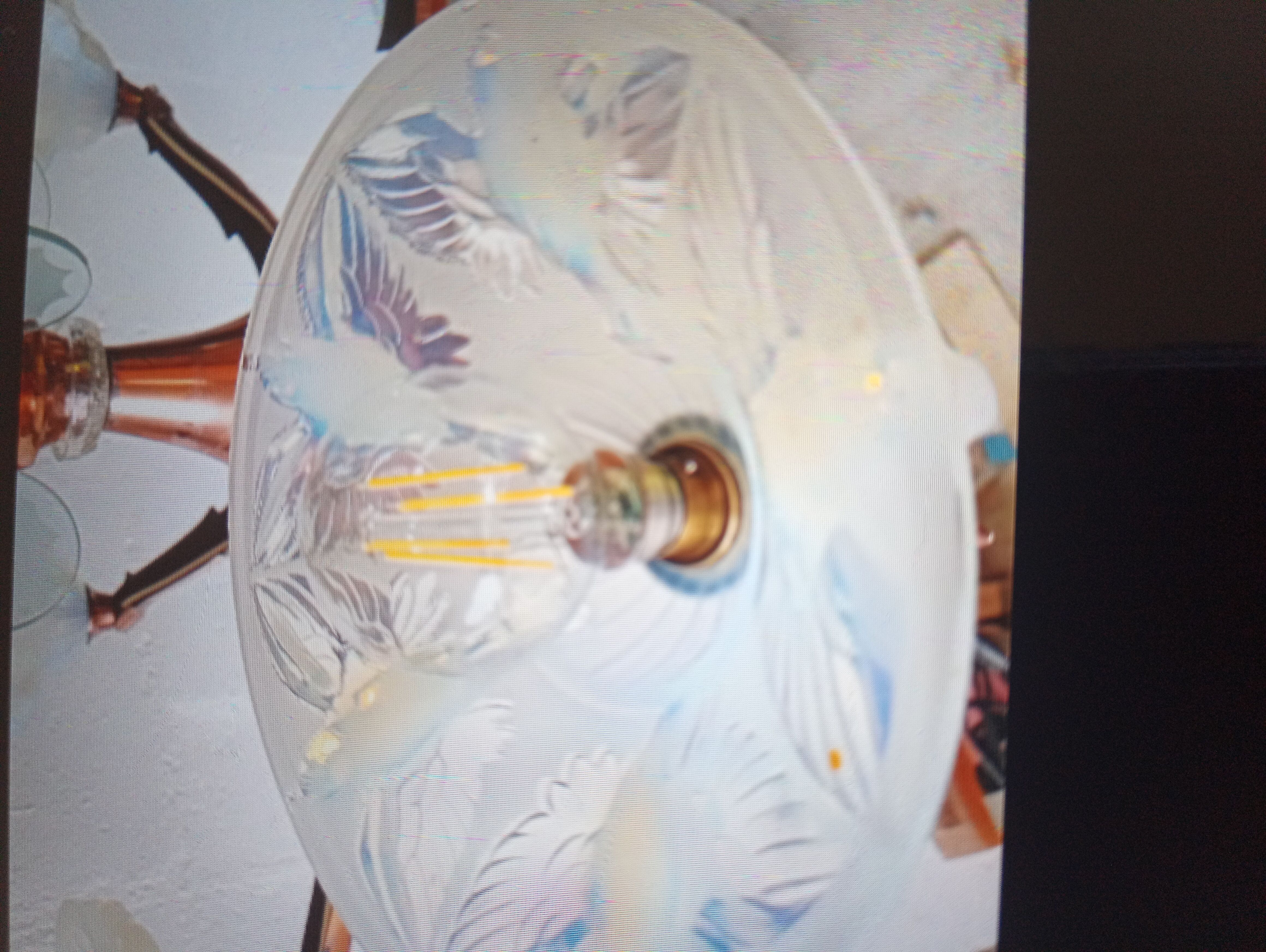 Opalescent glass and copper chandelier