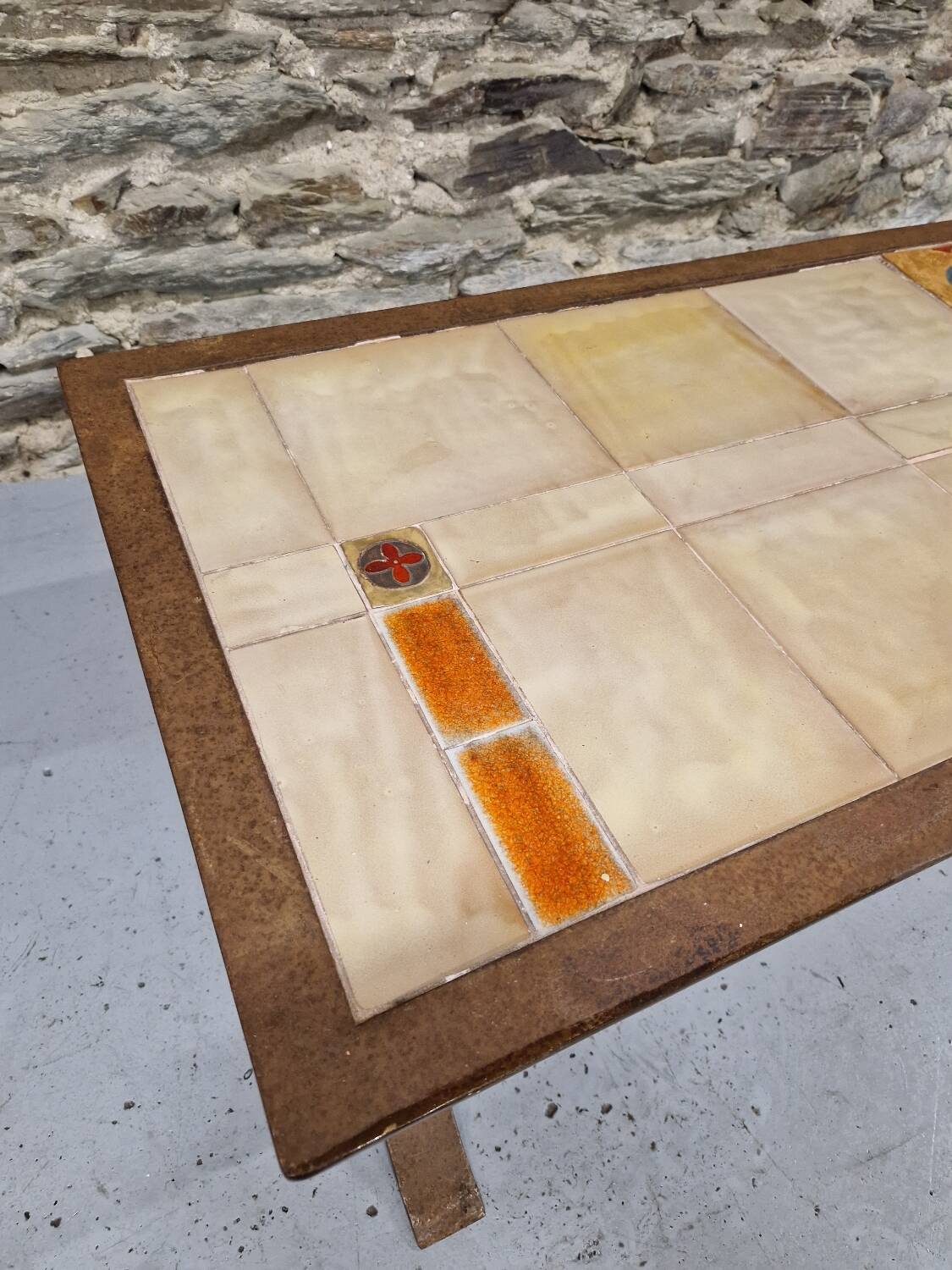 Ceramic and metal coffee table from the 60s Vallauris style
