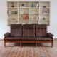 Brown leather 3-seater sofa, Sven Ellekaer for Skipper, 1982.
