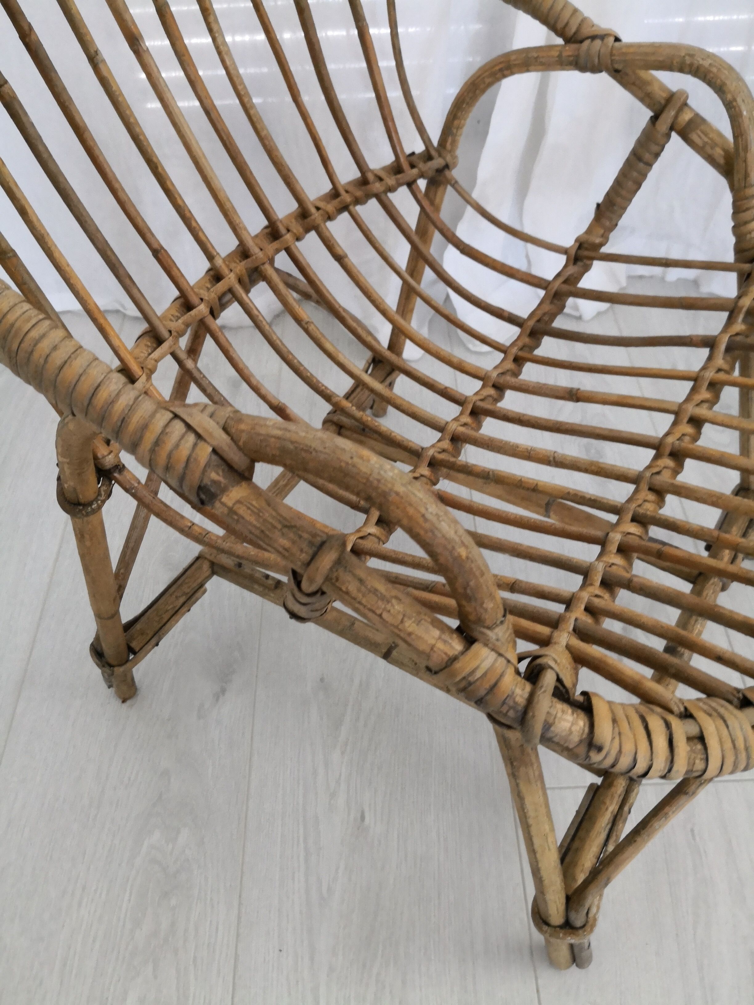 Children's rattan basket chair from the 70s