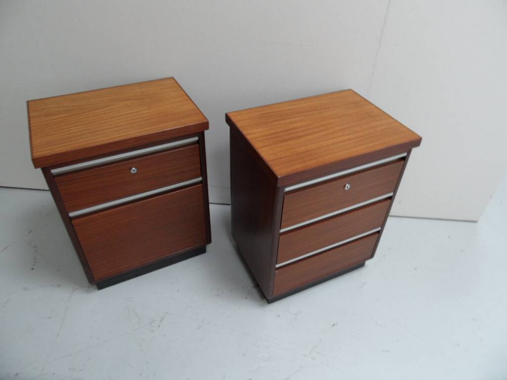 Mid century set of 2 mahogany filing cabinets