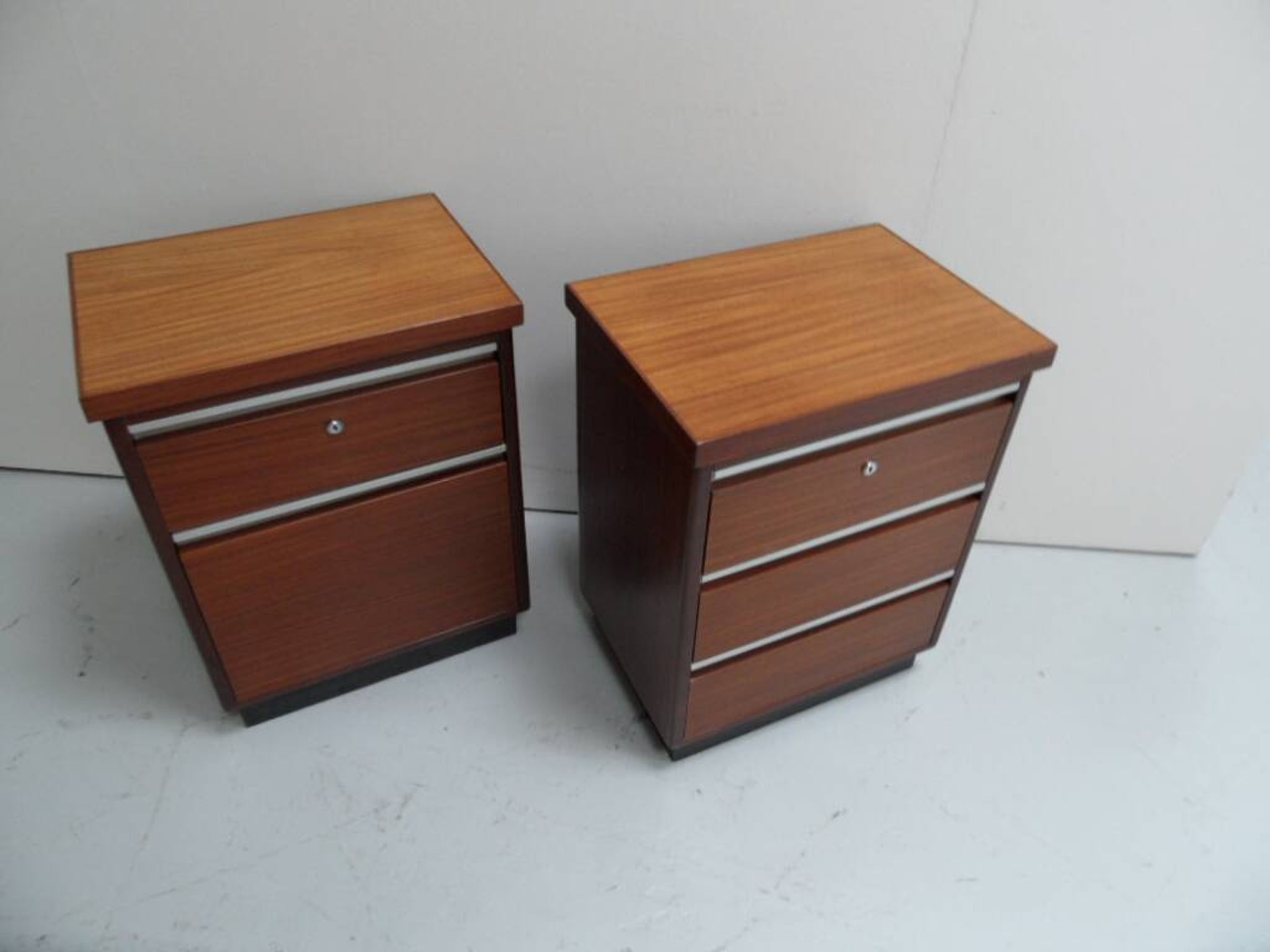 Mid century set of 2 mahogany filing cabinets