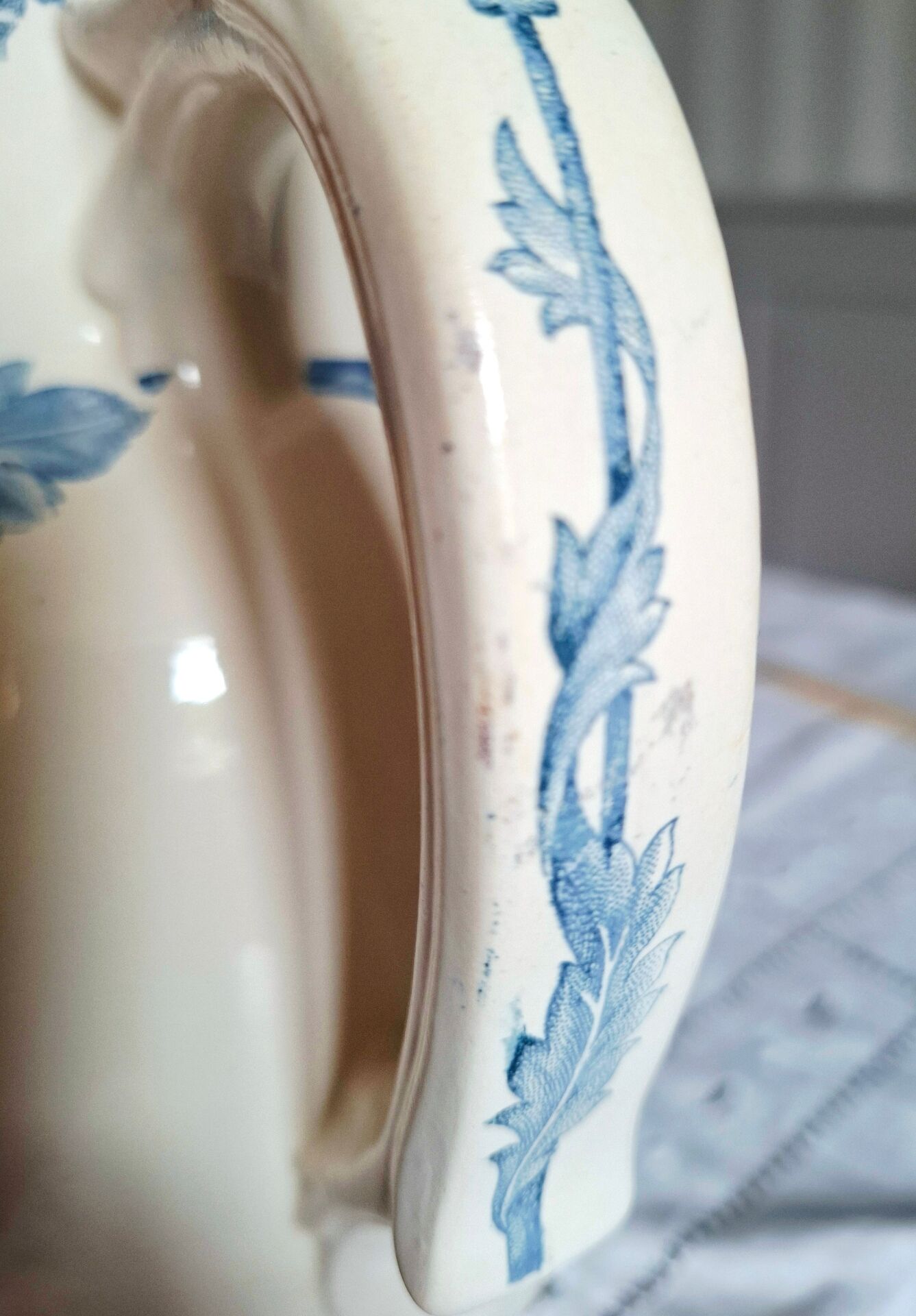 Old pitcher in ironstone faience Longwy