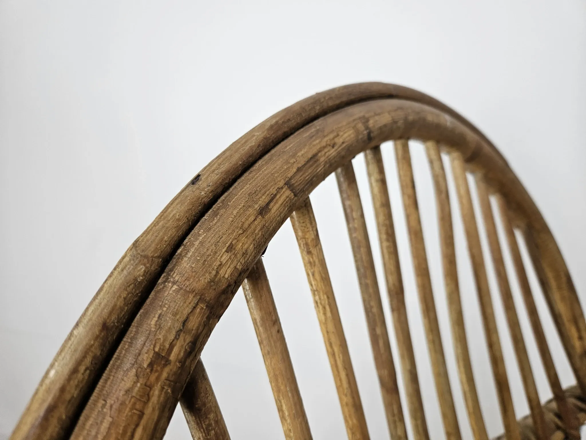 Quatre fauteuils en osier vintage, années 1970