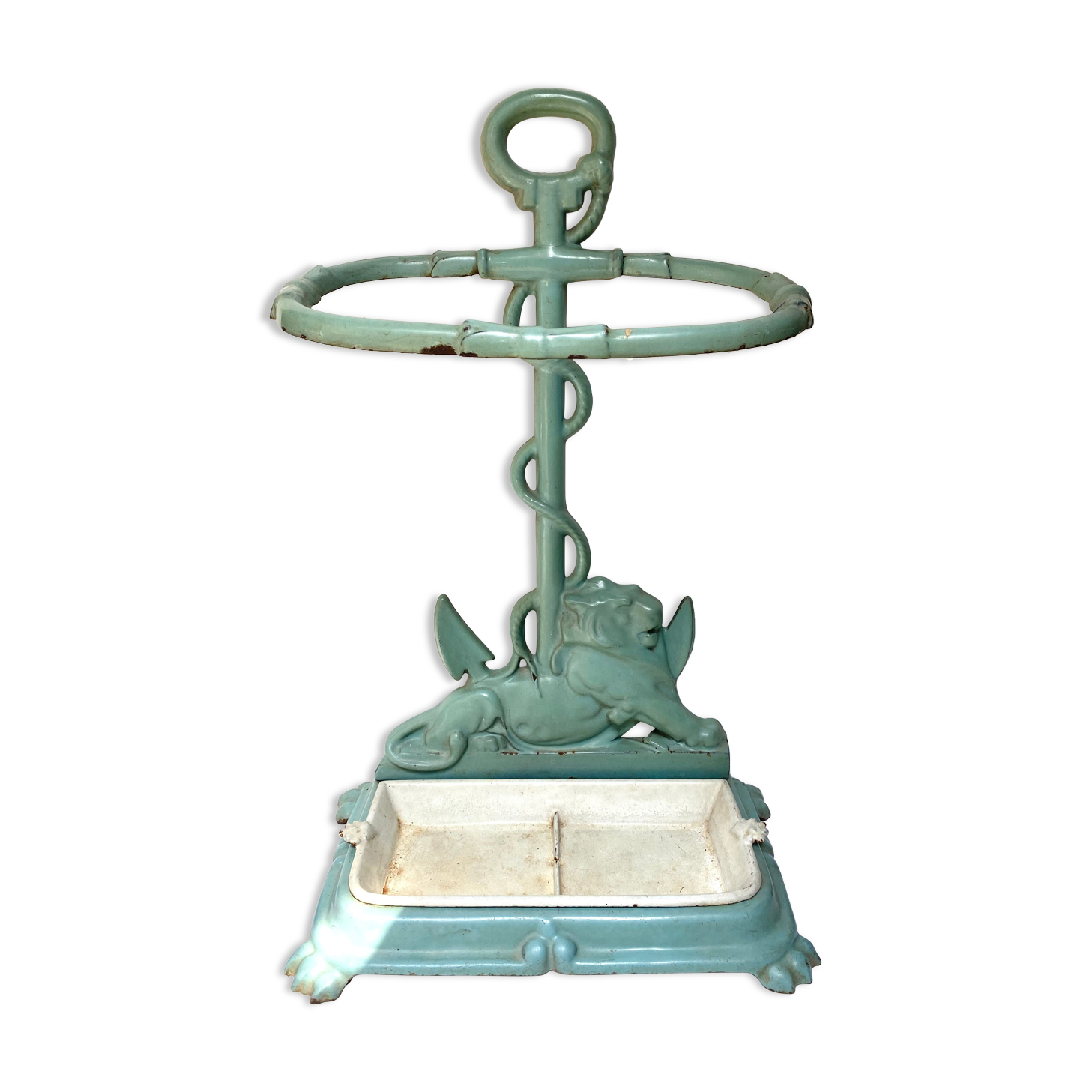 Enameled cast iron umbrella stand from the early 20th century