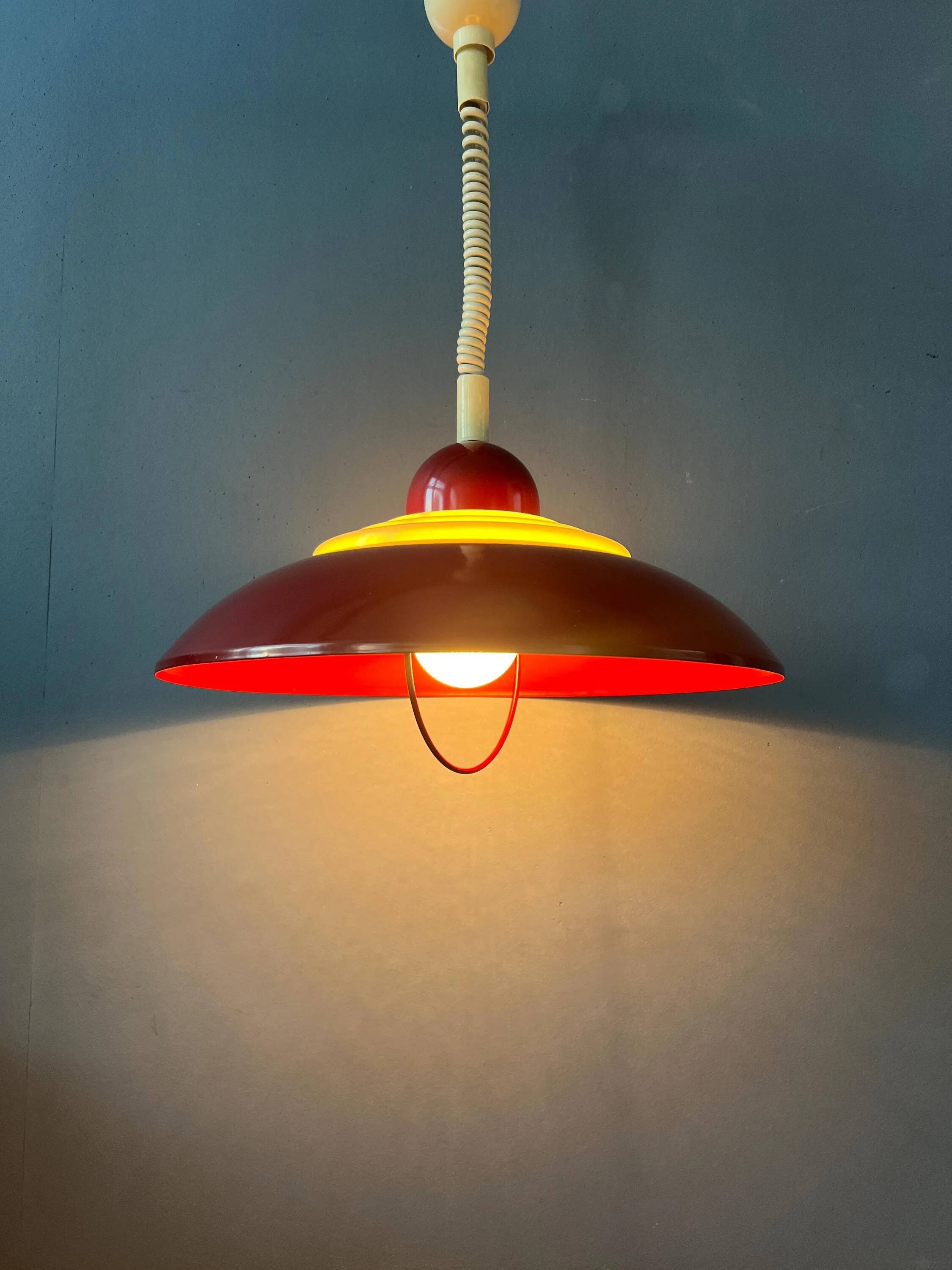 Red Scandinavian suspension lamp Space Age by Knud Christensen
