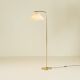Danish brass floor lamp with Le Klint shade, 1970s