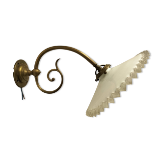 Brass and opaline wall lamp