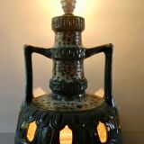 Blue ceramic floor lamp, Fat Lava, double lighting, 70s