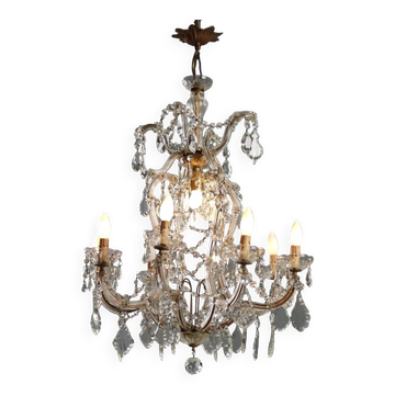 Antique chandelier Maria Theresa in gilded iron, Italy, 20th century