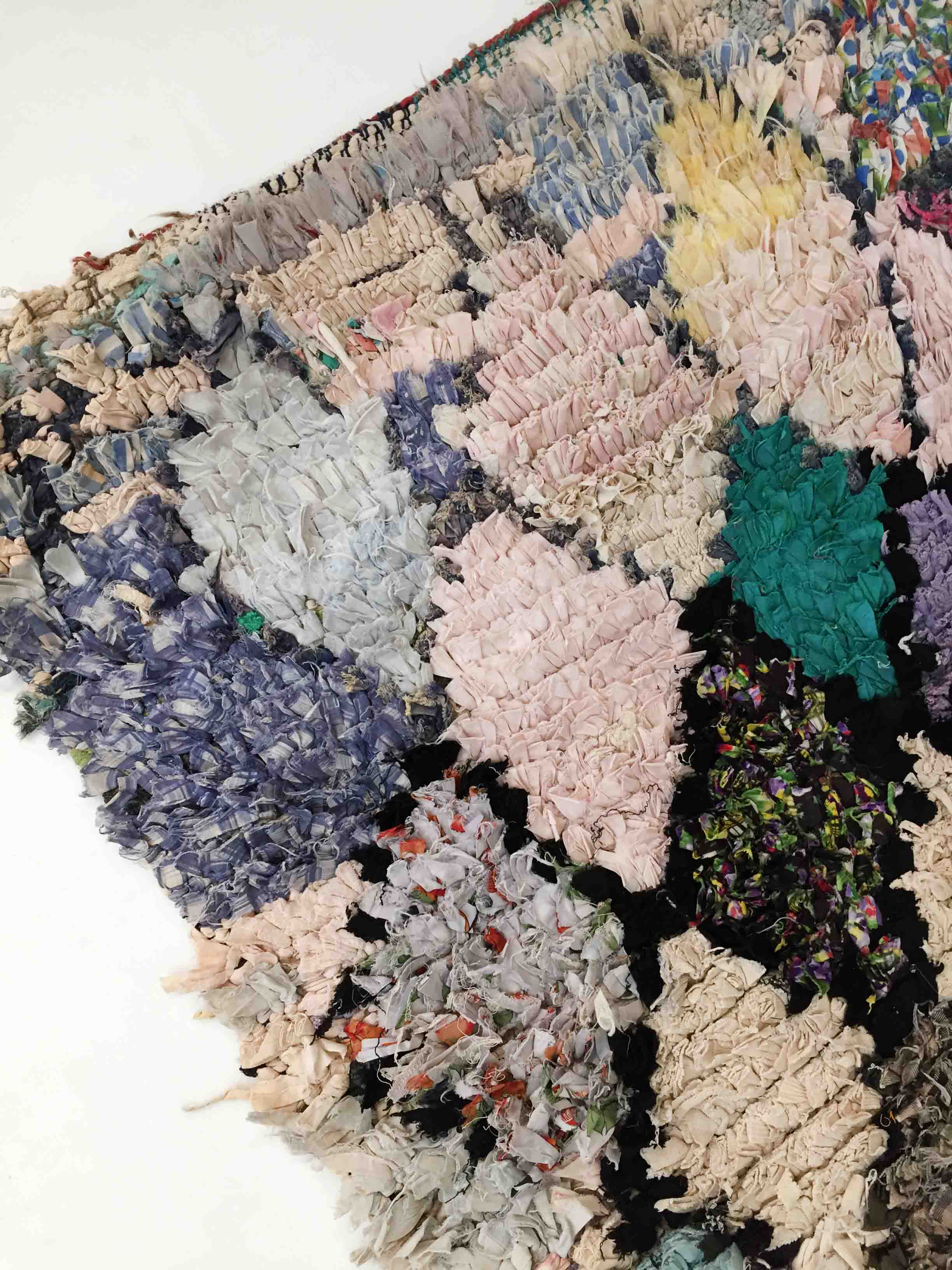 Tapis berbère marocain Boucherouite vintage, 163x125cm