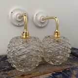Set of chiseled glass wall sconces