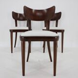 1950s Set of Three Restored Beech Dining Chairs, Czechoslovakia