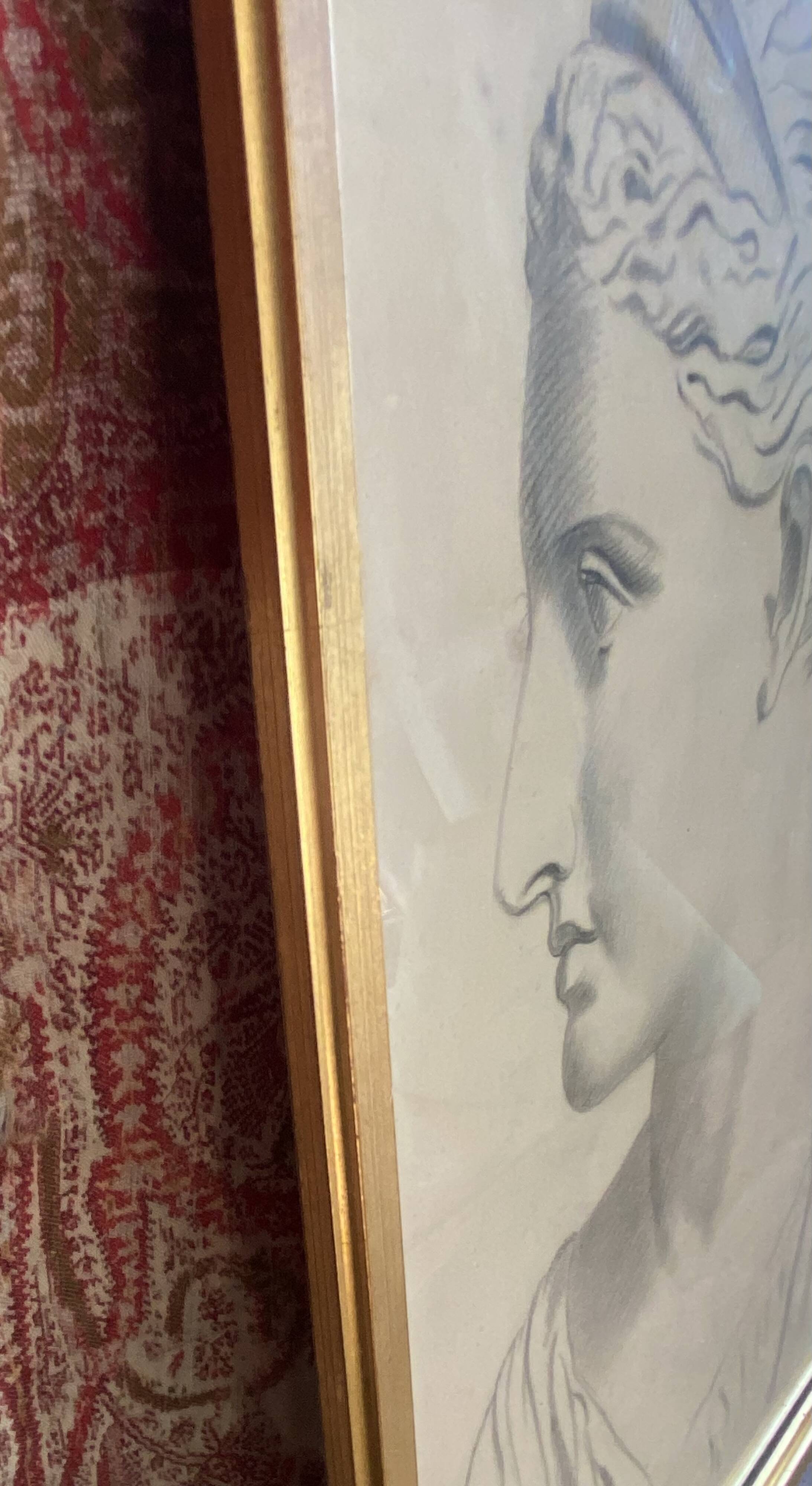 Dessin d’atelier, cadre bois vitré