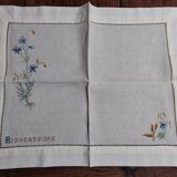 Embroidered placemats in vintage linen field flowers series of seven