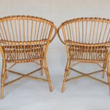 Pair of vintage rattan armchairs