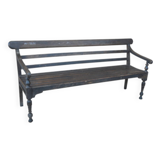 Banc en teck laqué noir vers 1960