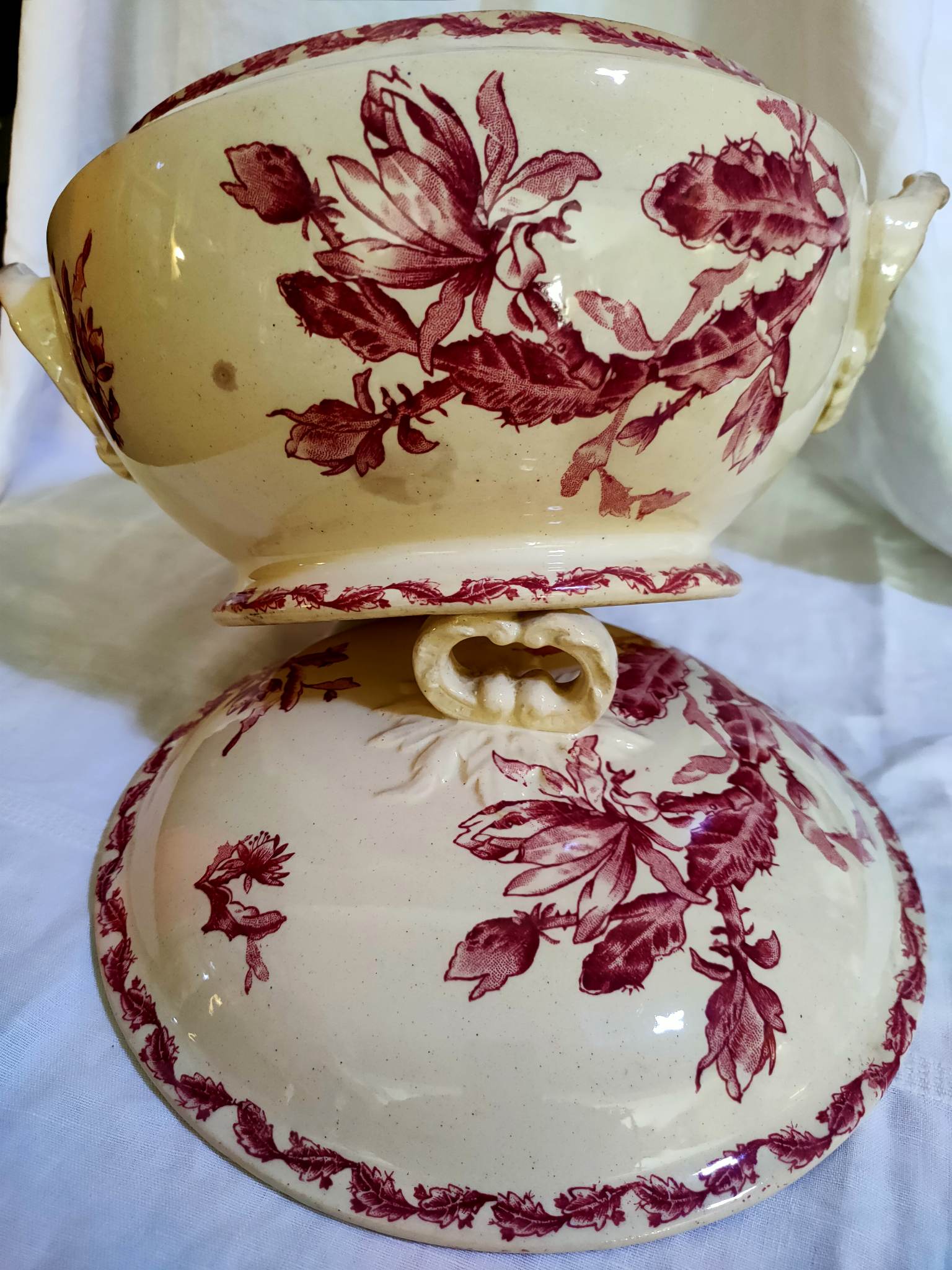 Earthenware tureen of Gien decoration Cactus