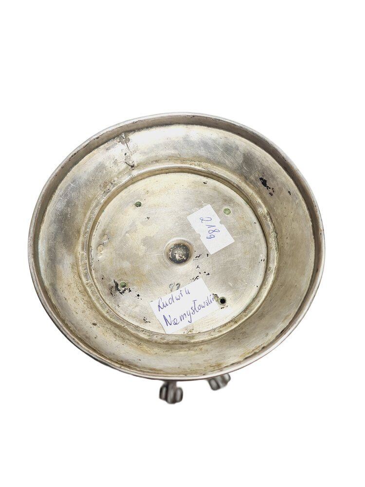 Art Deco Polish silver crystal bowl on stand, 1930s