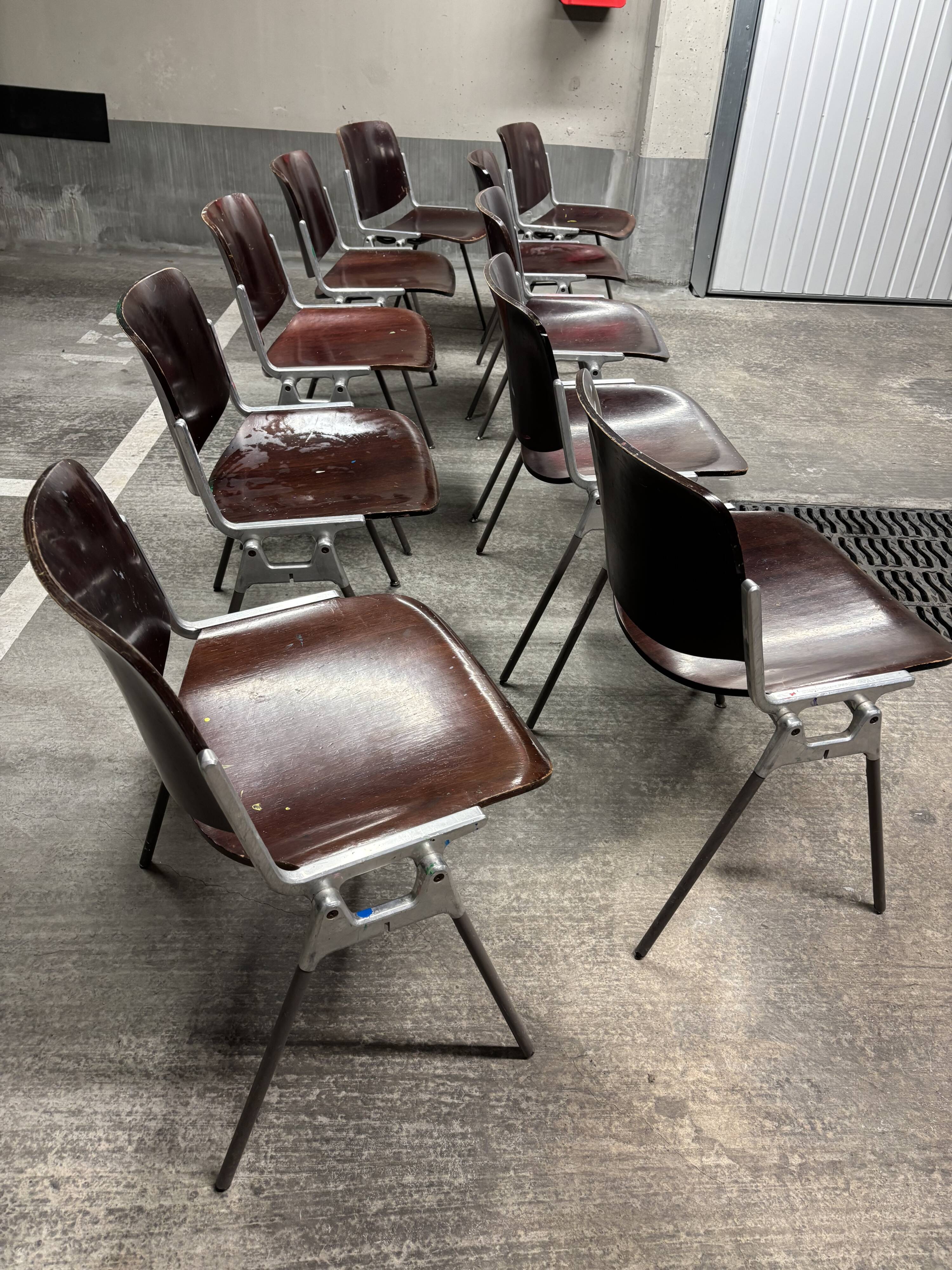 Set of 10 DSC 106 chairs by G. Piretti for Castelli.