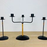3 Scandinavian candle holders by Laurids Lonborg, metal and wicker