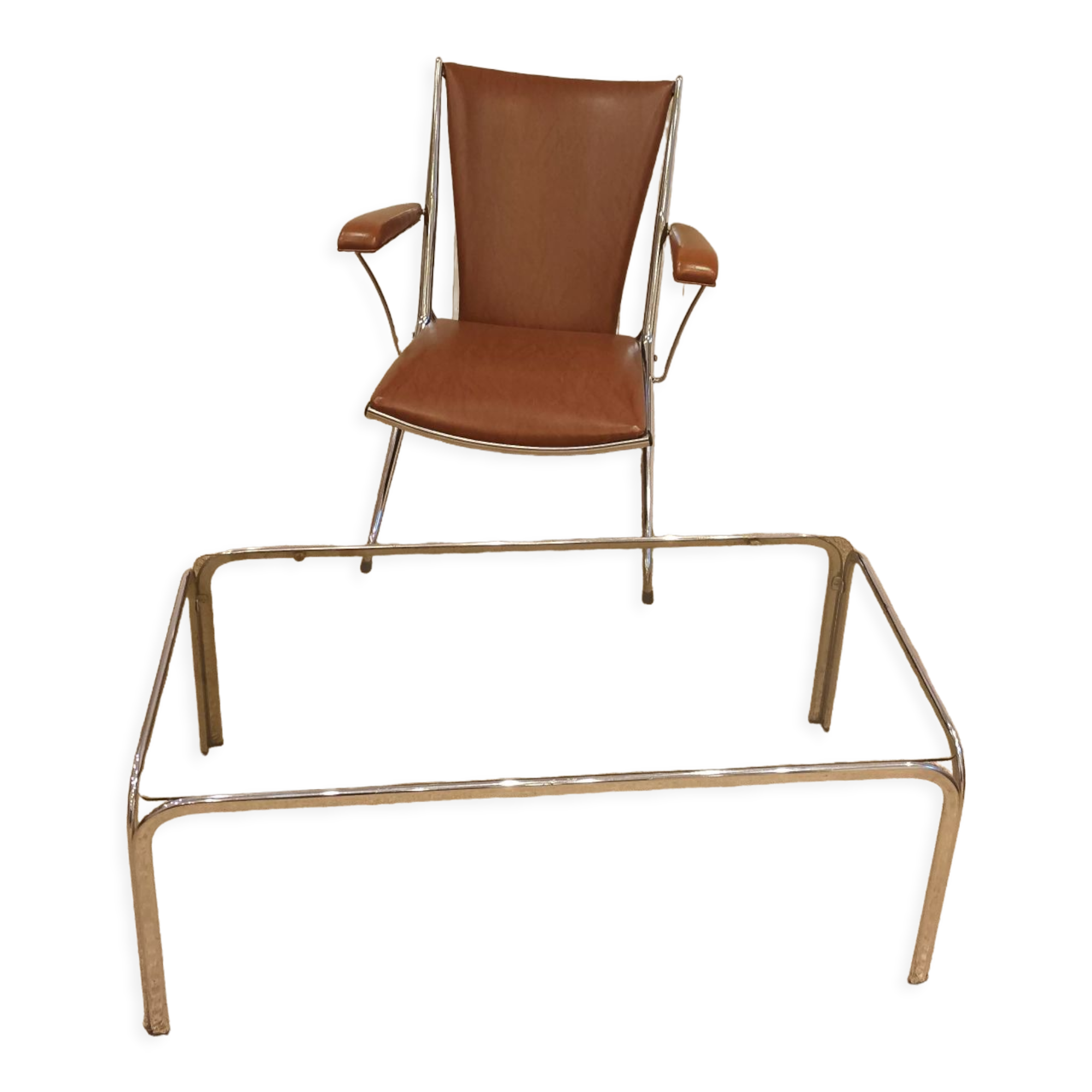 Leatherette folding armchair