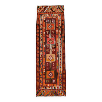 Tapis de couloir Kilim vintage tissé à la main