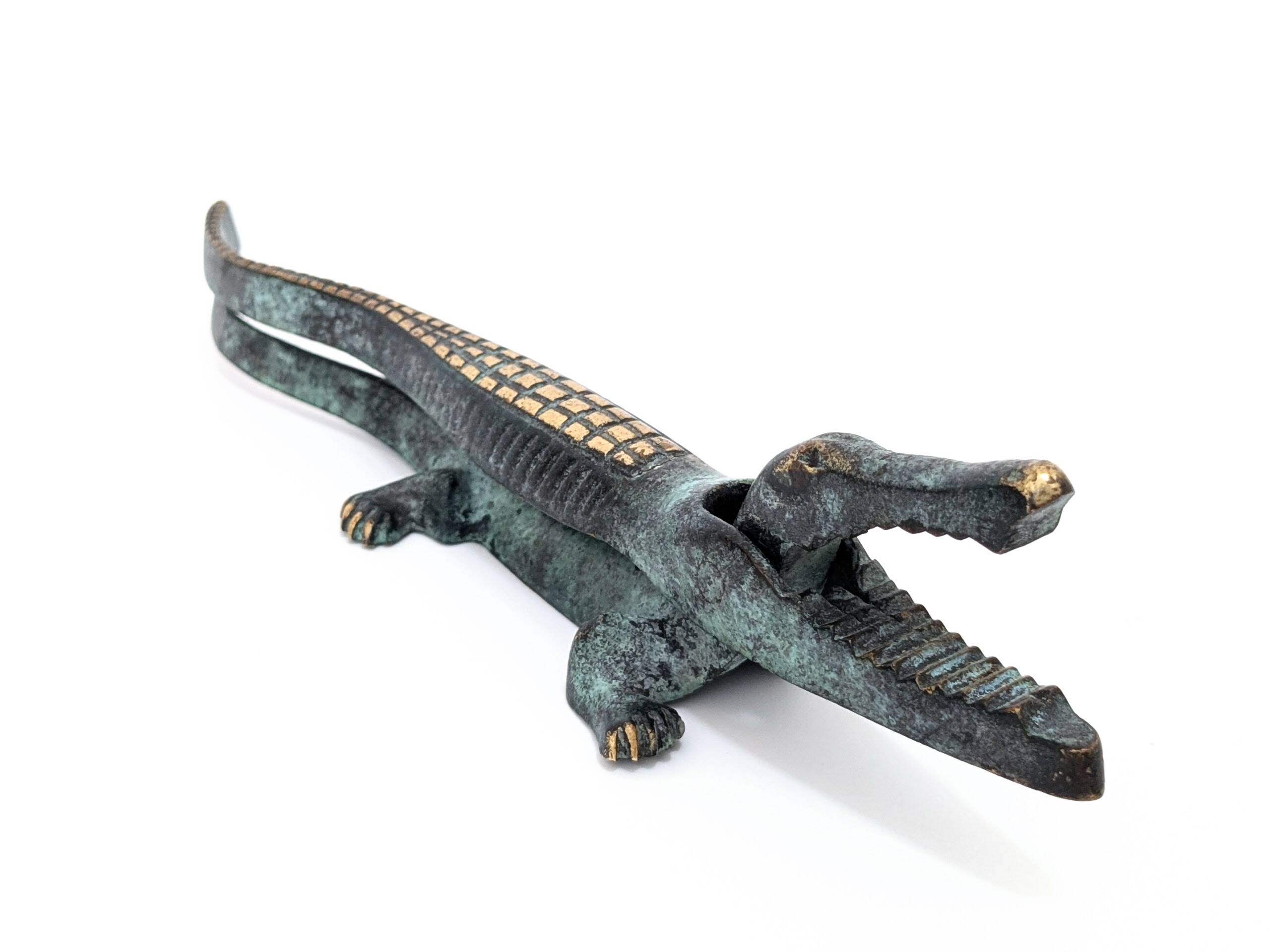 Vintage Brass Crocodile Nutcracker