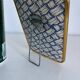 Vintage 1960 barber mirror, shaving or travel, gold and blue - 16 x 11 cm