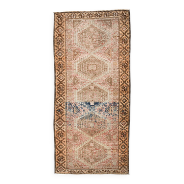 4x8 Pale Red & Brown Vintage Persian Rug, Handmade Wool Oriental Carpet