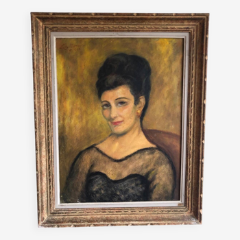 Portrait de femme huile sur panneau