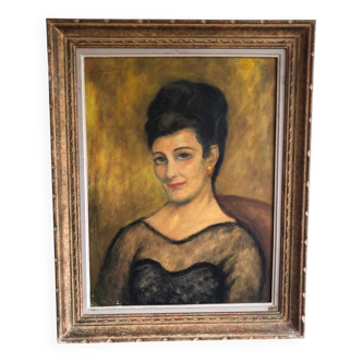 Portrait de femme huile sur panneau